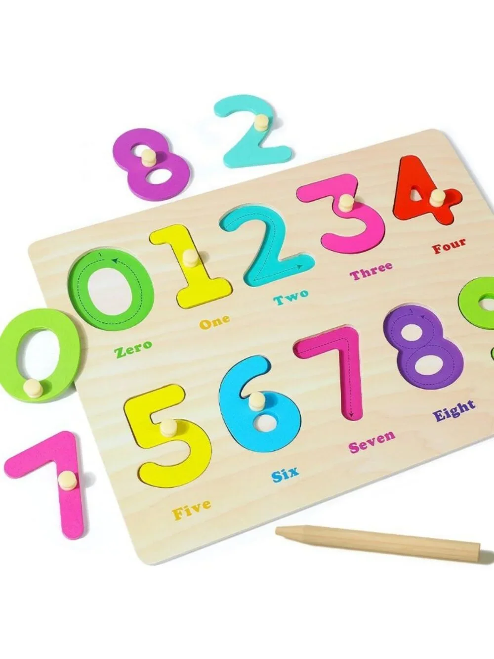Wooden Alphabet & Number Peg Puzzle for Toddlers 2-4, Educational Learning Toy